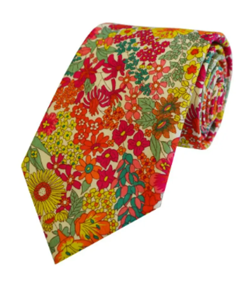 L.A Smith Liberty Print Pink Gerbera Tie LIBT17/2/OS